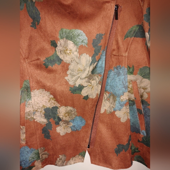 Elie Tahari Faux Leather Brown Hydrangea Jacket Sz.L NWT - Picture 5 of 10